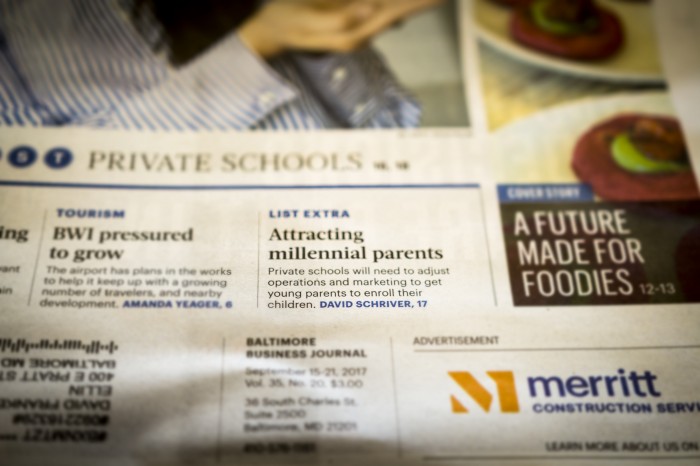 Copy of the Baltimore Business Journal's private schools issue.