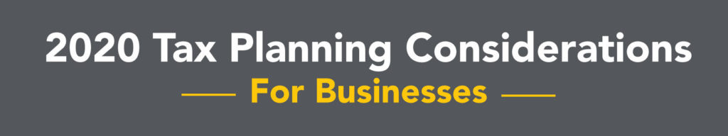 Call to Action button that says "2020 tax planning considerations for businesses"