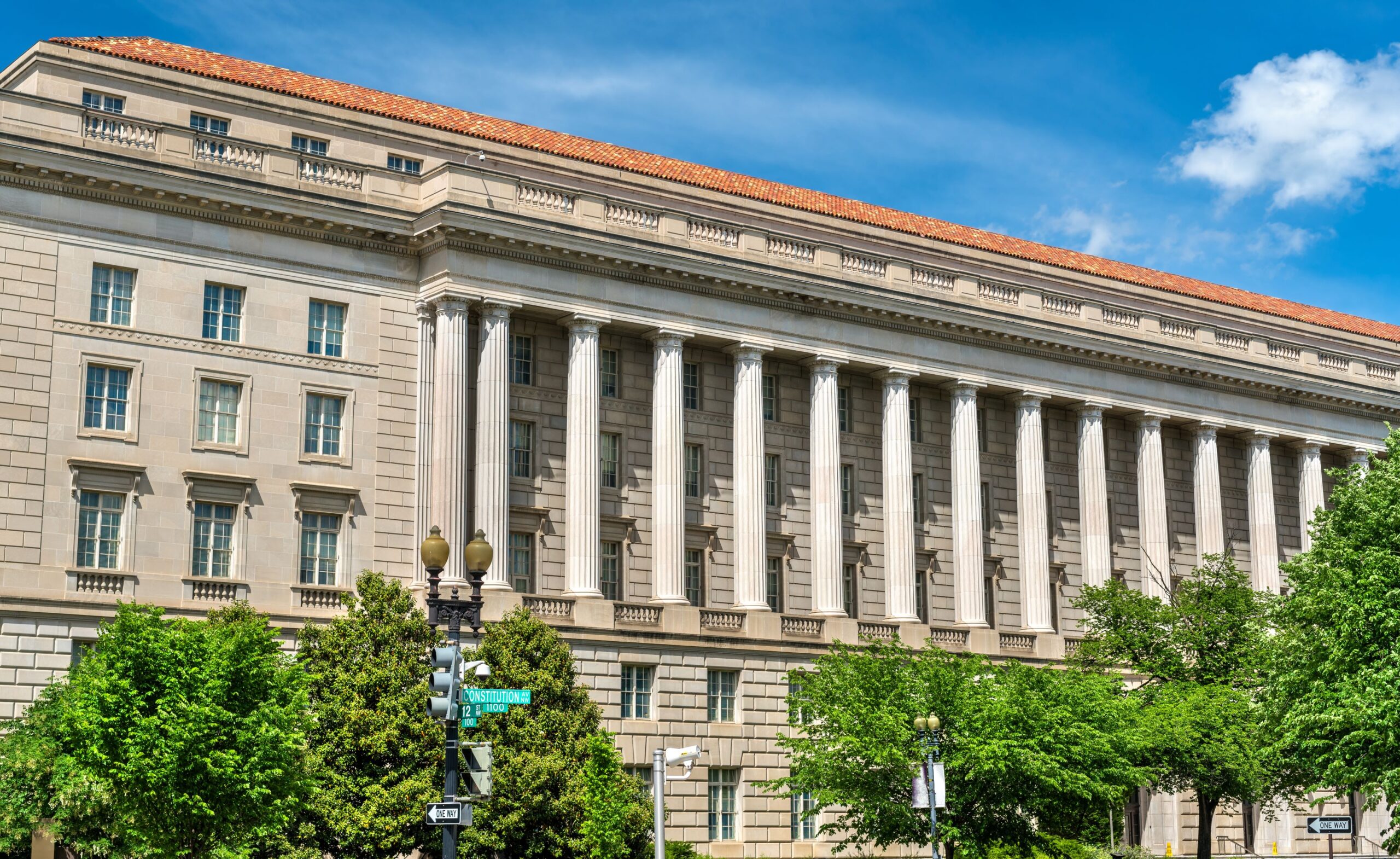 The exterior of the IRS building in Washington, DC.