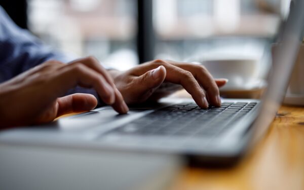 businessman using laptop on desk